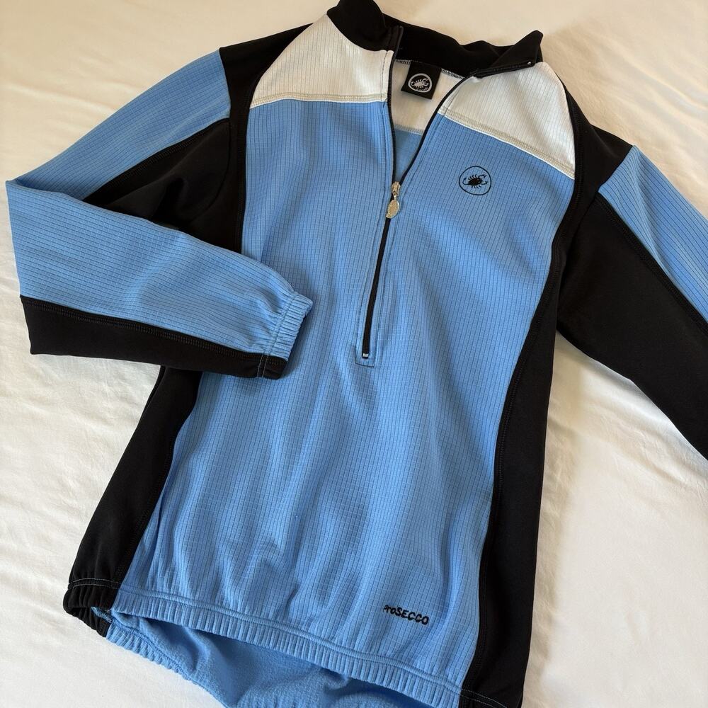 Castelli Prosecco Men’s Long Sleeve 1/2 Zip Cycling Jersey Blue & Black Medium